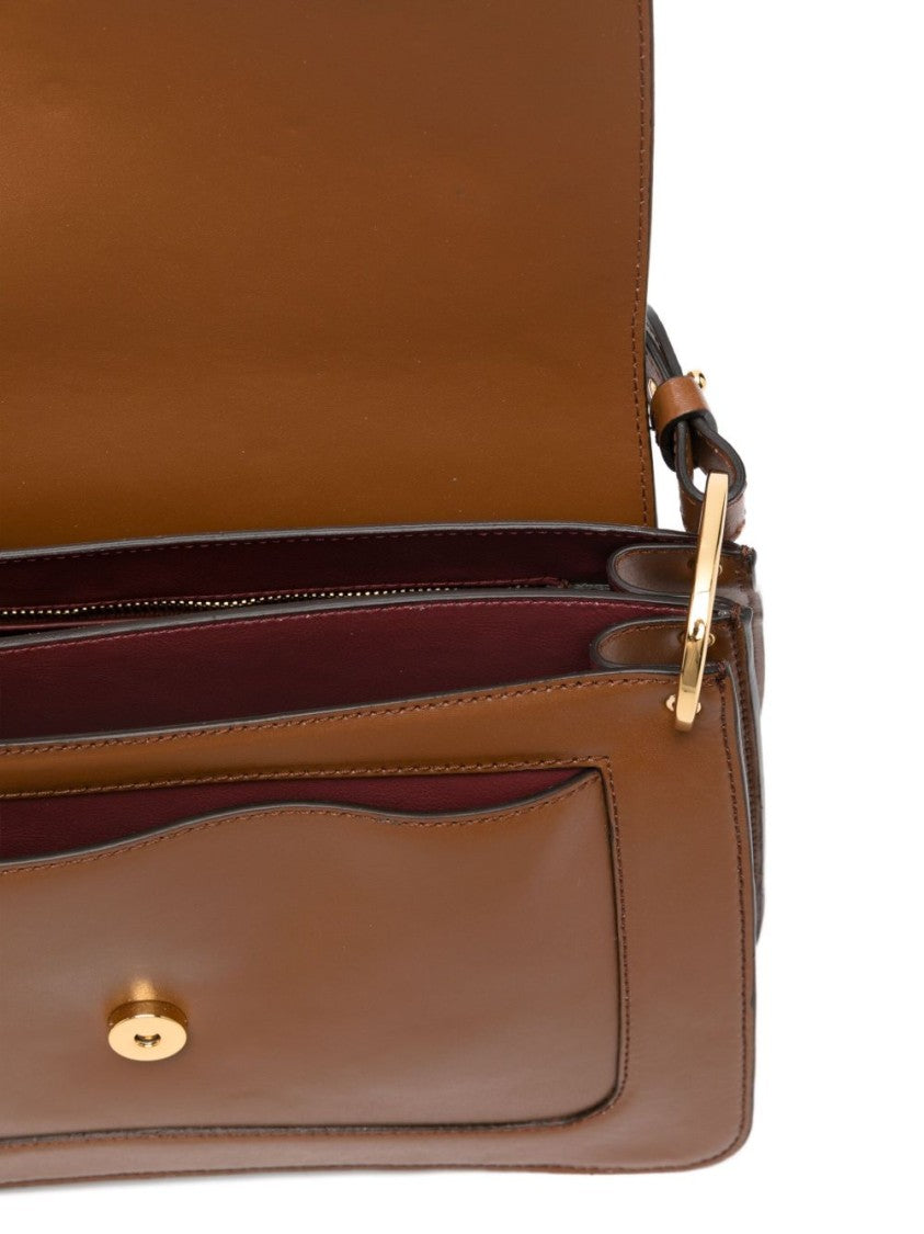 Coccinelle Structured Calfskin Shoulder Bag With Gold-Tone Clasp