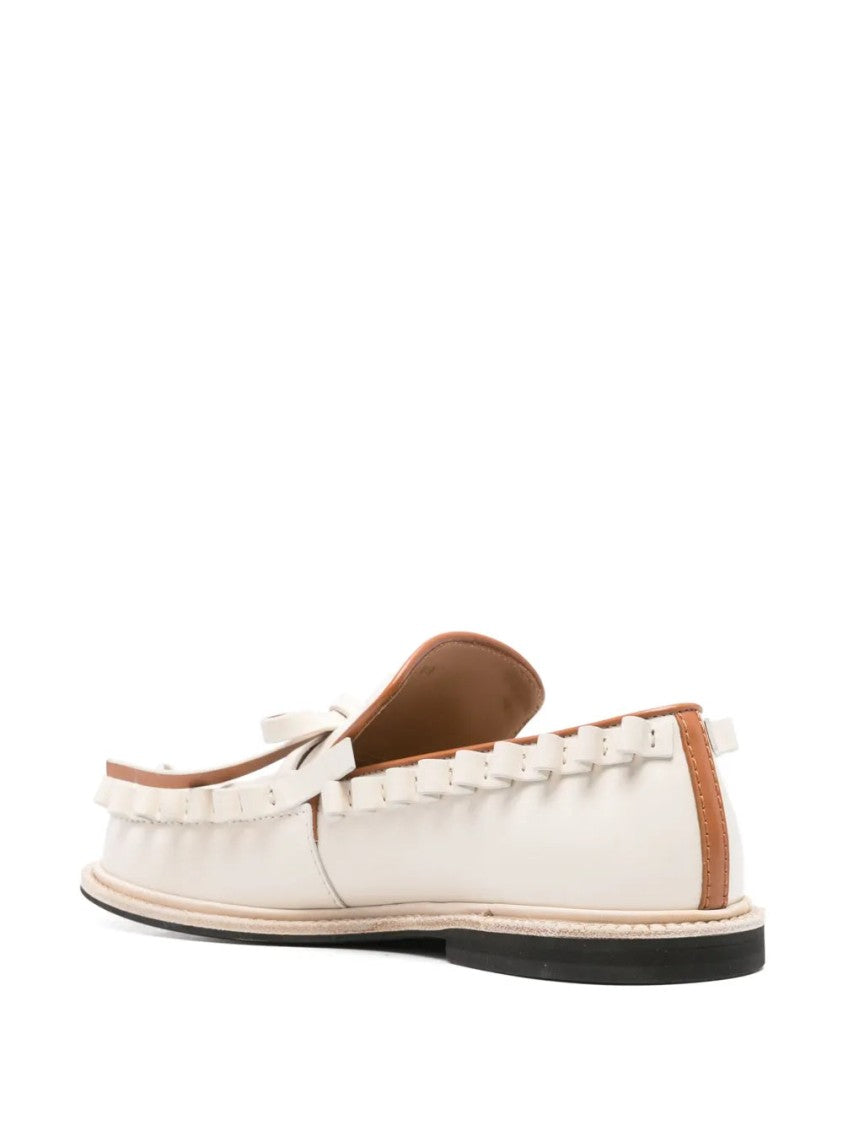 J. W. Anderson Ecru Bow-Detail Leather Loafers