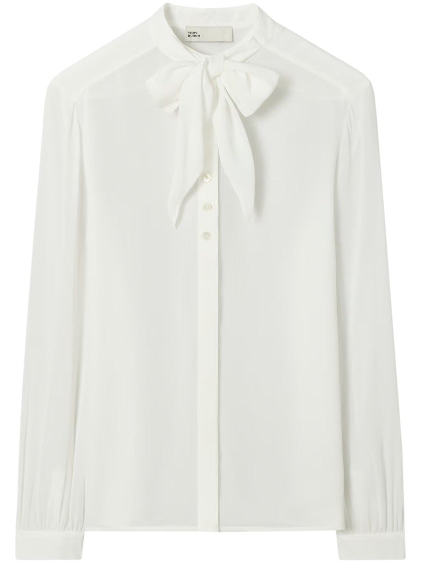 Tory Burch Delicate Georgette Blouse With Signature Bow Detail