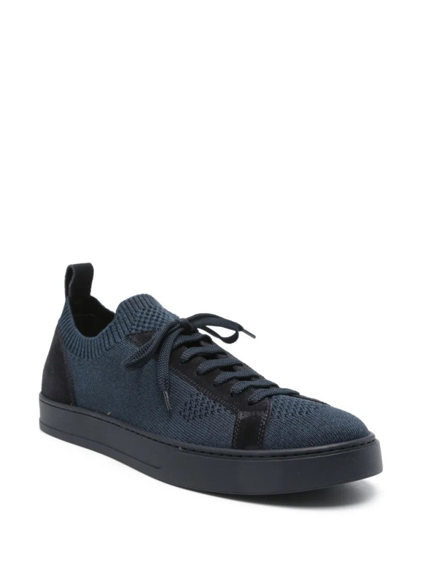 Doucal's Knitted Textile Sneakers With Suede Accents