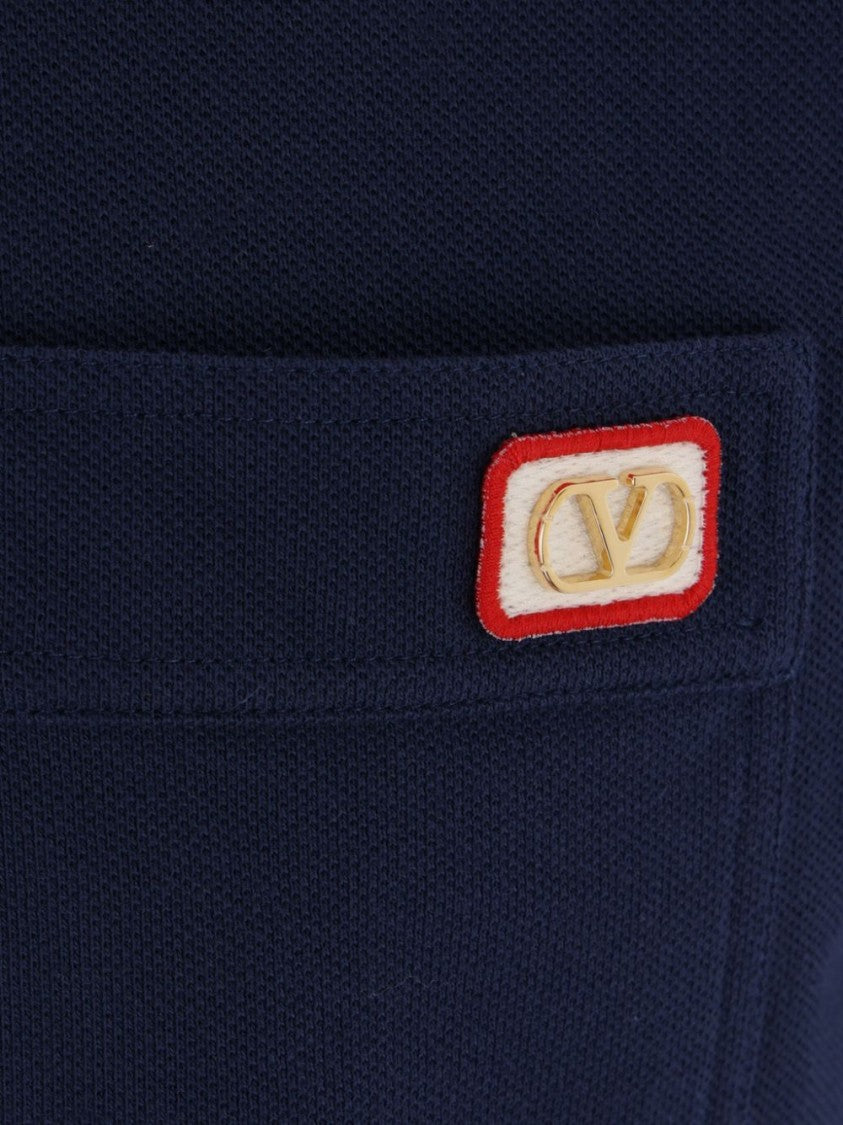 Valentino Logo Cotton Polo Shirt With Button Placket