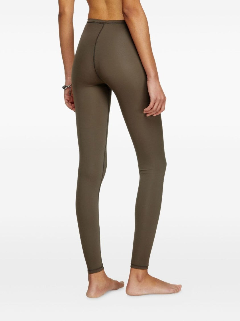 Diesel High-Waisted Green Trousers With Streamlined Silhouette