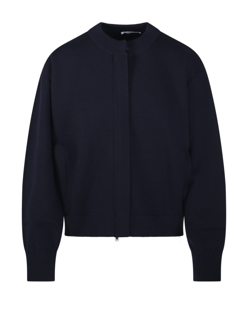 Max Mara Cropped Round Neck Cardigan In Virgin Wool