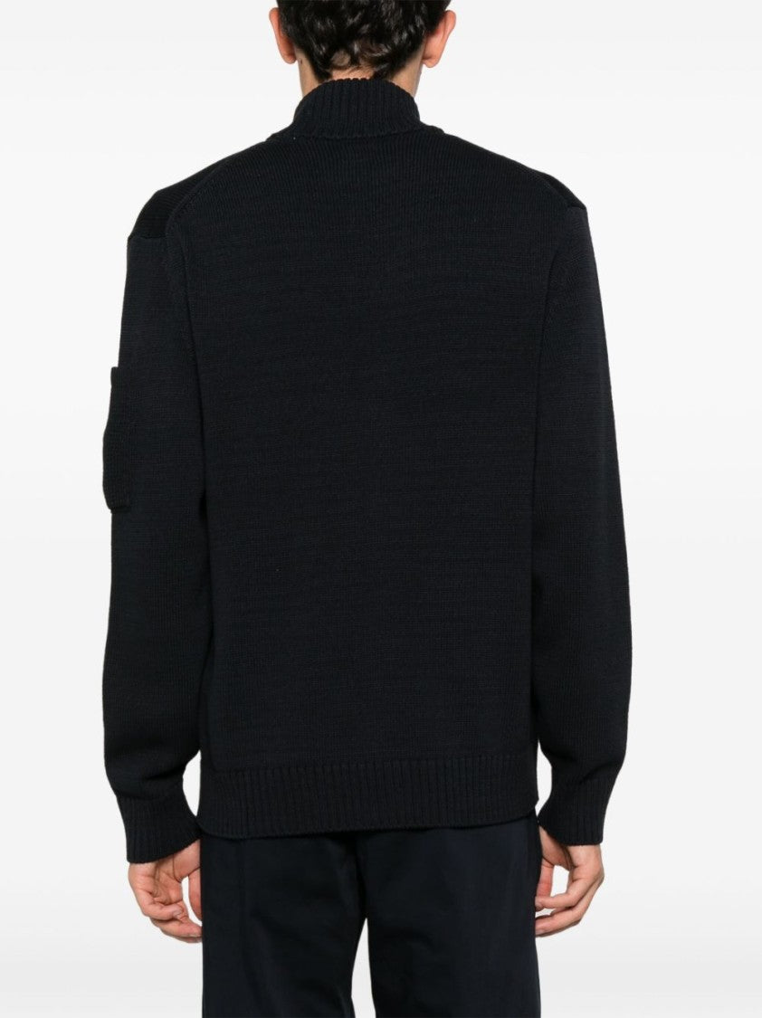 C.P. Company Midnight Blue Cotton Cardigan With Lens Detail