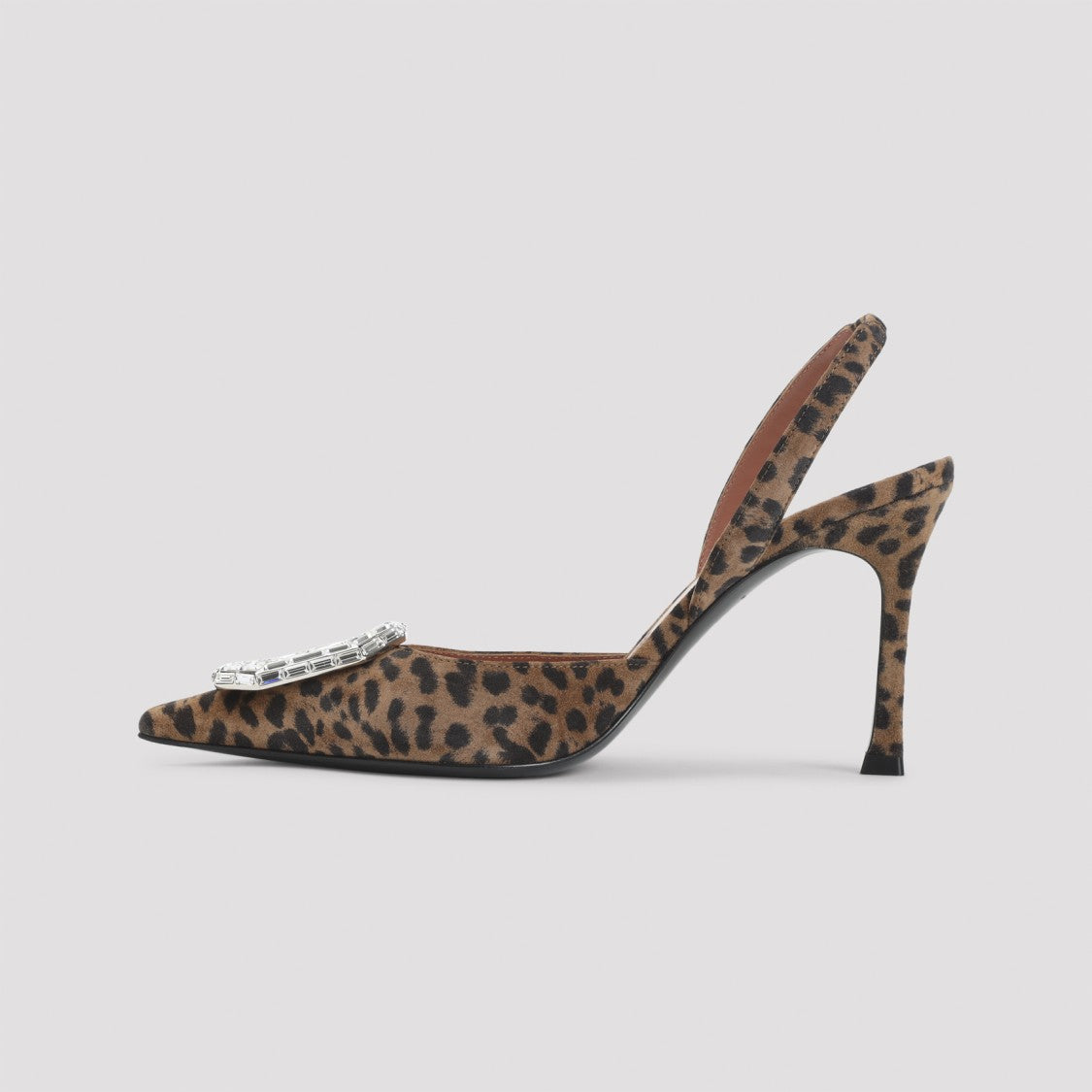 Amina Muaddi Pointed-Toe Slingback Heels With Crystal Embellishment