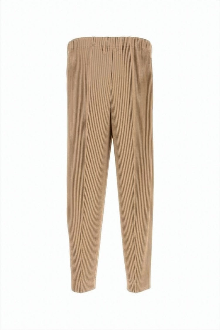 Homme Plissé Issey Miyake Pleated Texture Straight Pants With Cropped Cut