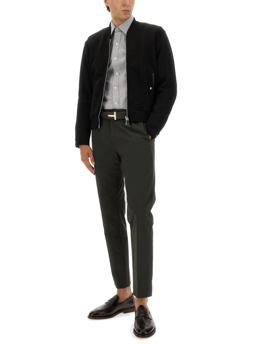 Tom Ford High Collar Zip Sweatshirt With Ribbed Detailing