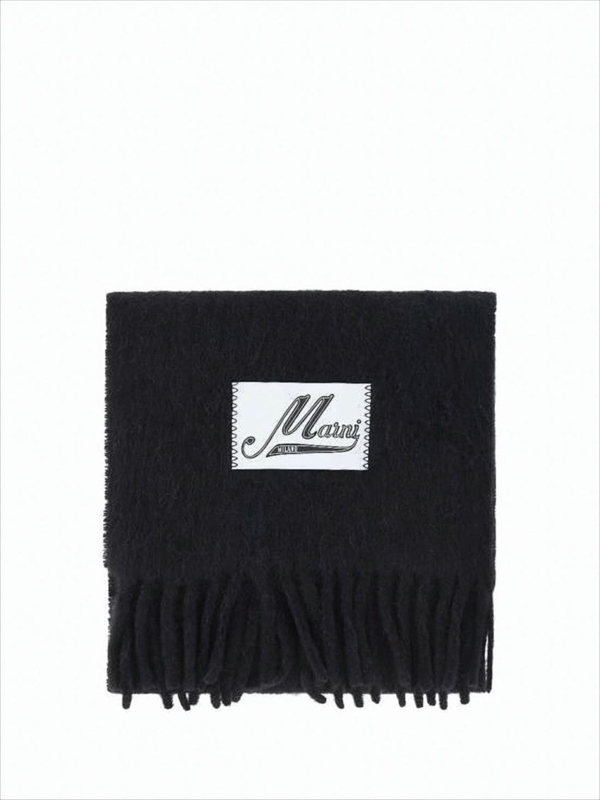 Marni Rectangular Alpaca-Blend Scarf With Fringed Edges