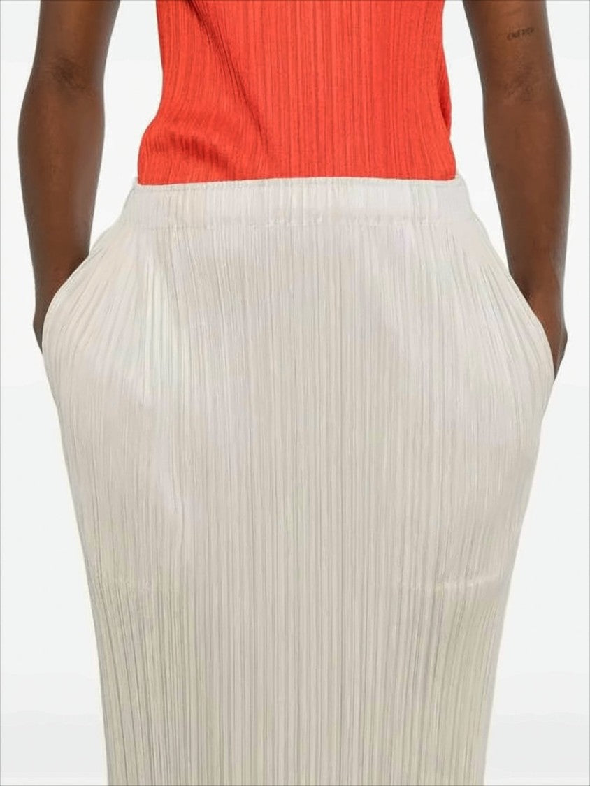 Pleats Please Pleated Midi Skirt With Smooth Waistband