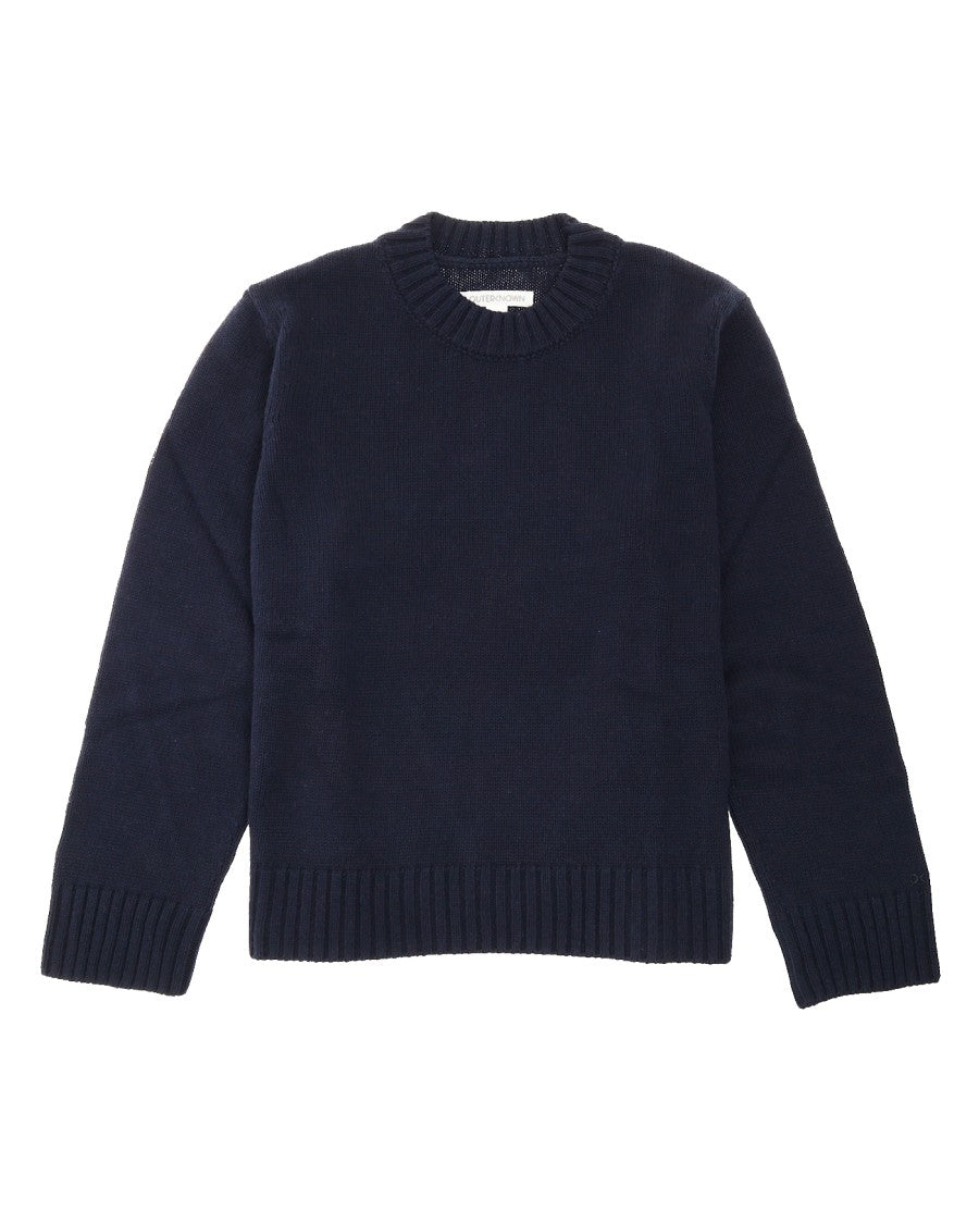 Outerknown Relaxed-Fit Black Sweater With Crew Neckline