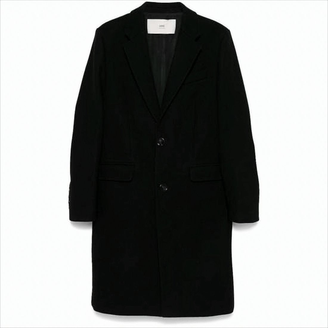 Ami Classic Tailored Wool Coat With Minimalist Design