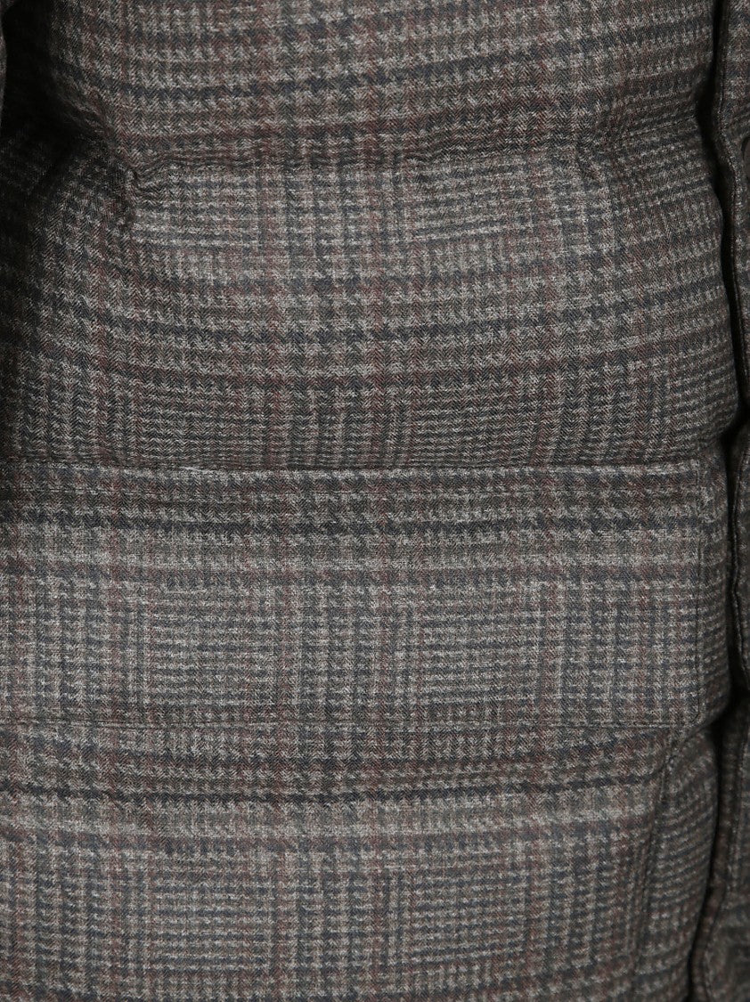 Herno Padded Checkered Down Jacket With High Collar And Flap Pockets