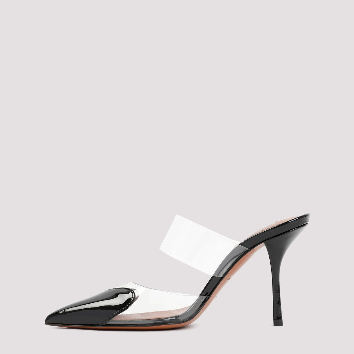 Alaïa Bi-Material Heart Detail Mules With Pointed Toe