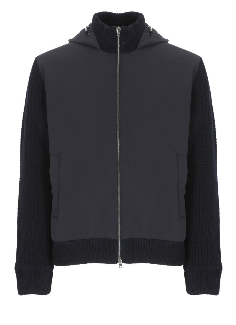 Herno High Neck Virgin Wool Jacket With Padded Contrast Detail