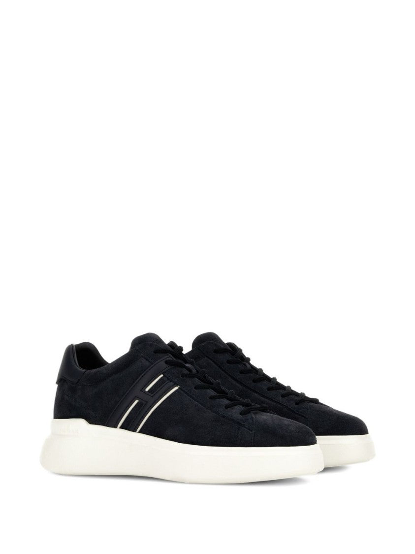 Hogan Black Leather Sneakers With Logo-Embellished Side Panels