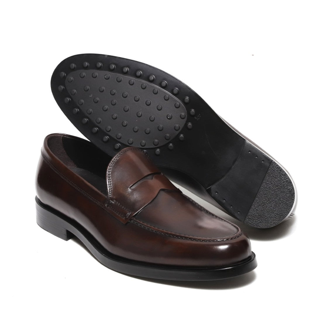 Rossano Bisconti Moccasin With Mask In Soft Antiqued Brown Leather