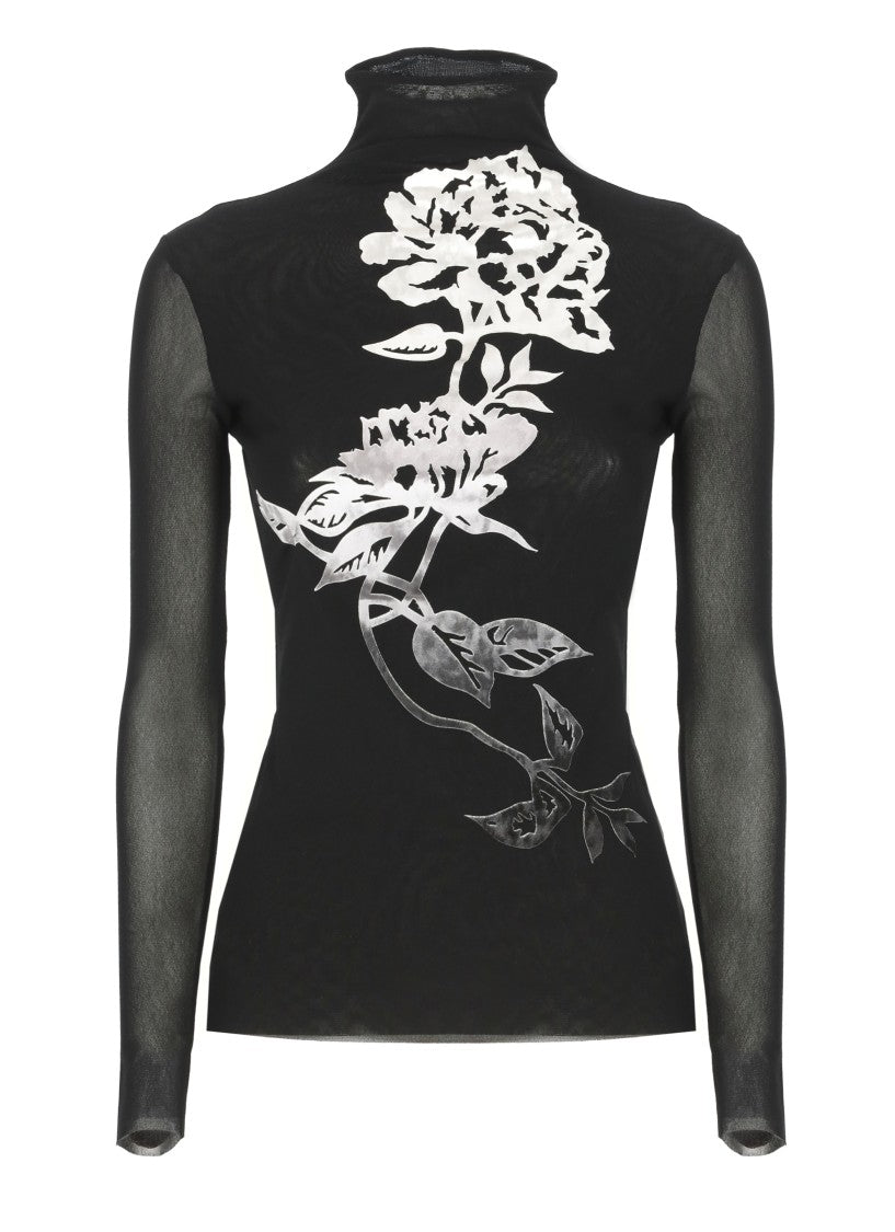 D. Exterior Black Fitted High Neck Sweater