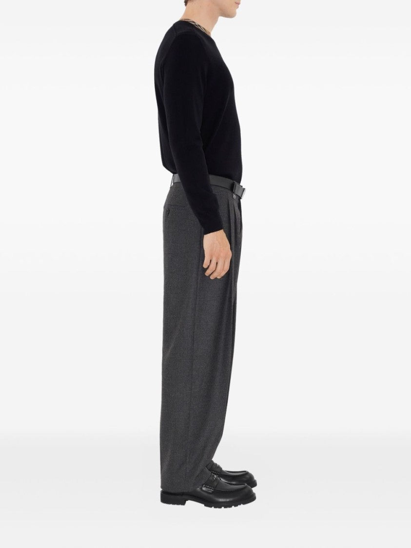Burberry Crew Neck Sweater With Distinctive Check Pattern