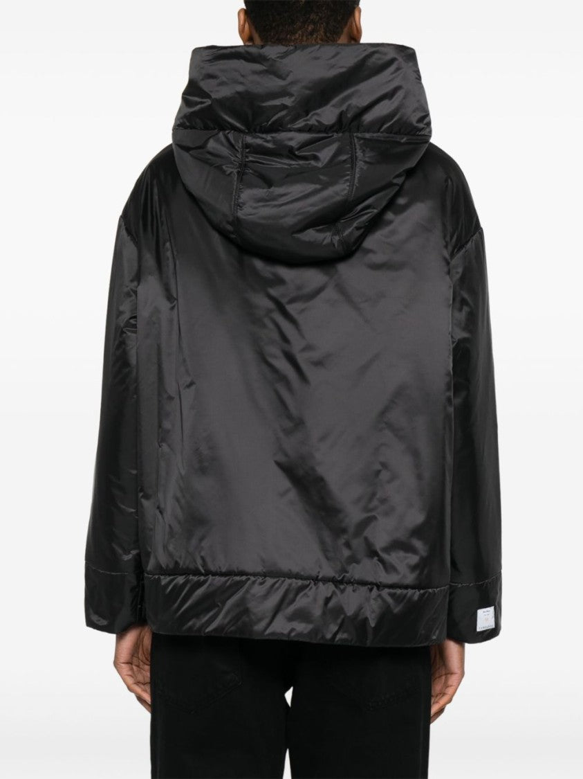 Max Mara Shiny Black Jacket With Adjustable Drawstring Hood