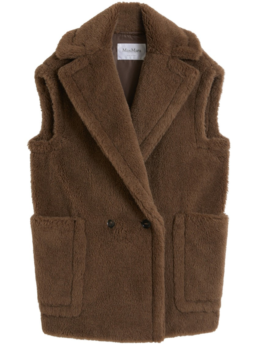 Max Mara Teddy Bear Textured Sleeveless Jacket With Double-Breasted Front