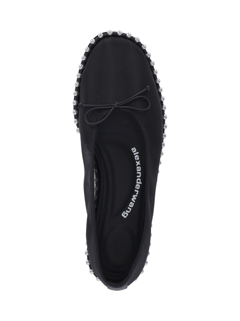Alexander Wang "Lina" Studded Mesh Ballerinas – Black