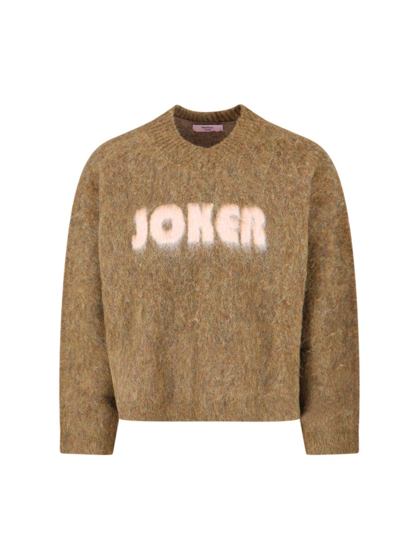 Martine Rose Mohair Sweater With V-Neck And Bold Logo