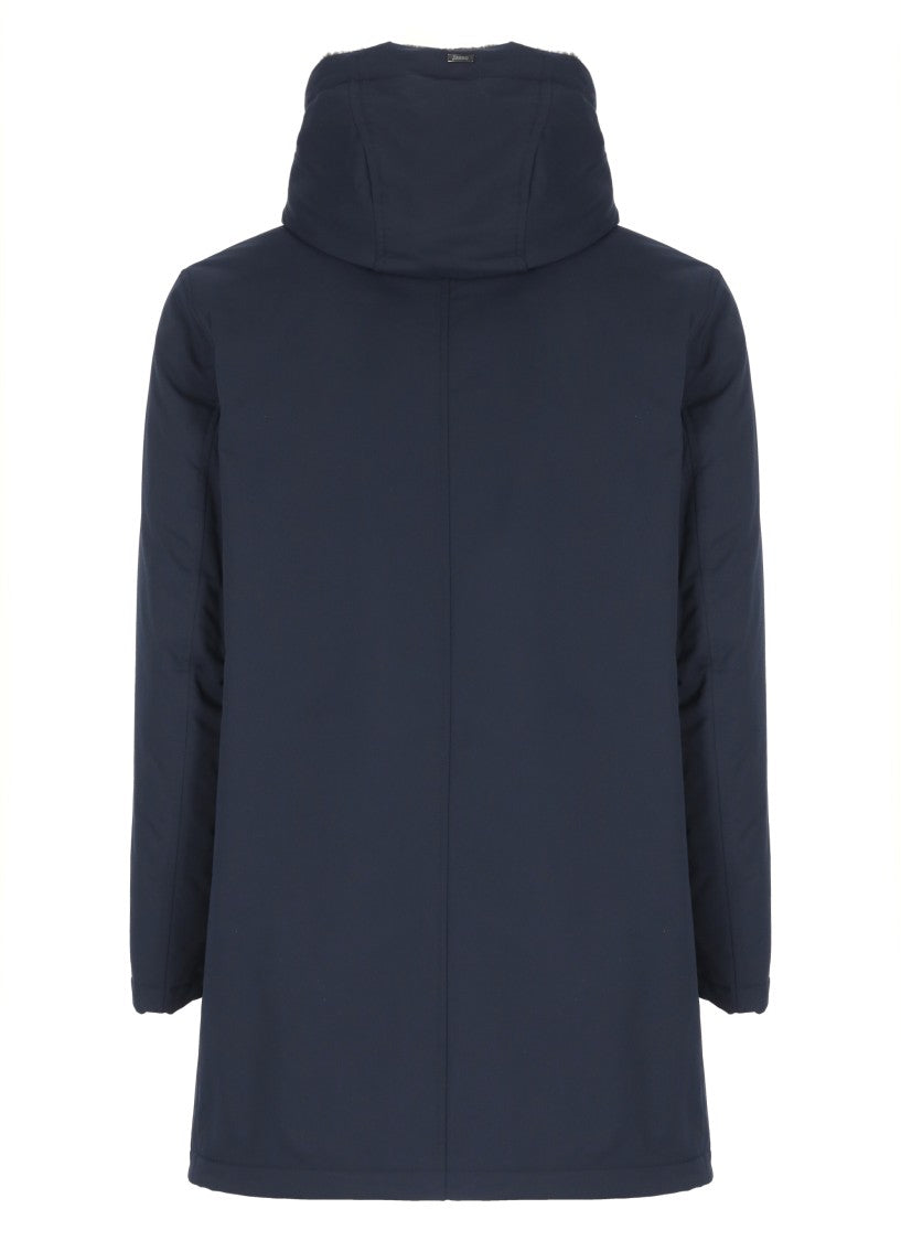 Herno Deep Blue Padded Parka With Adjustable Hood