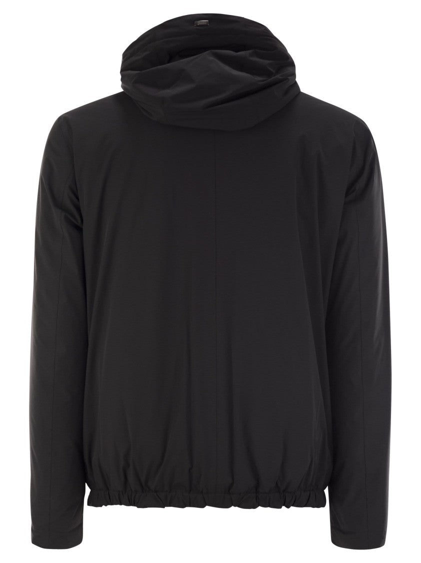 Herno Technical Fabric Bomber Jacket With Hood