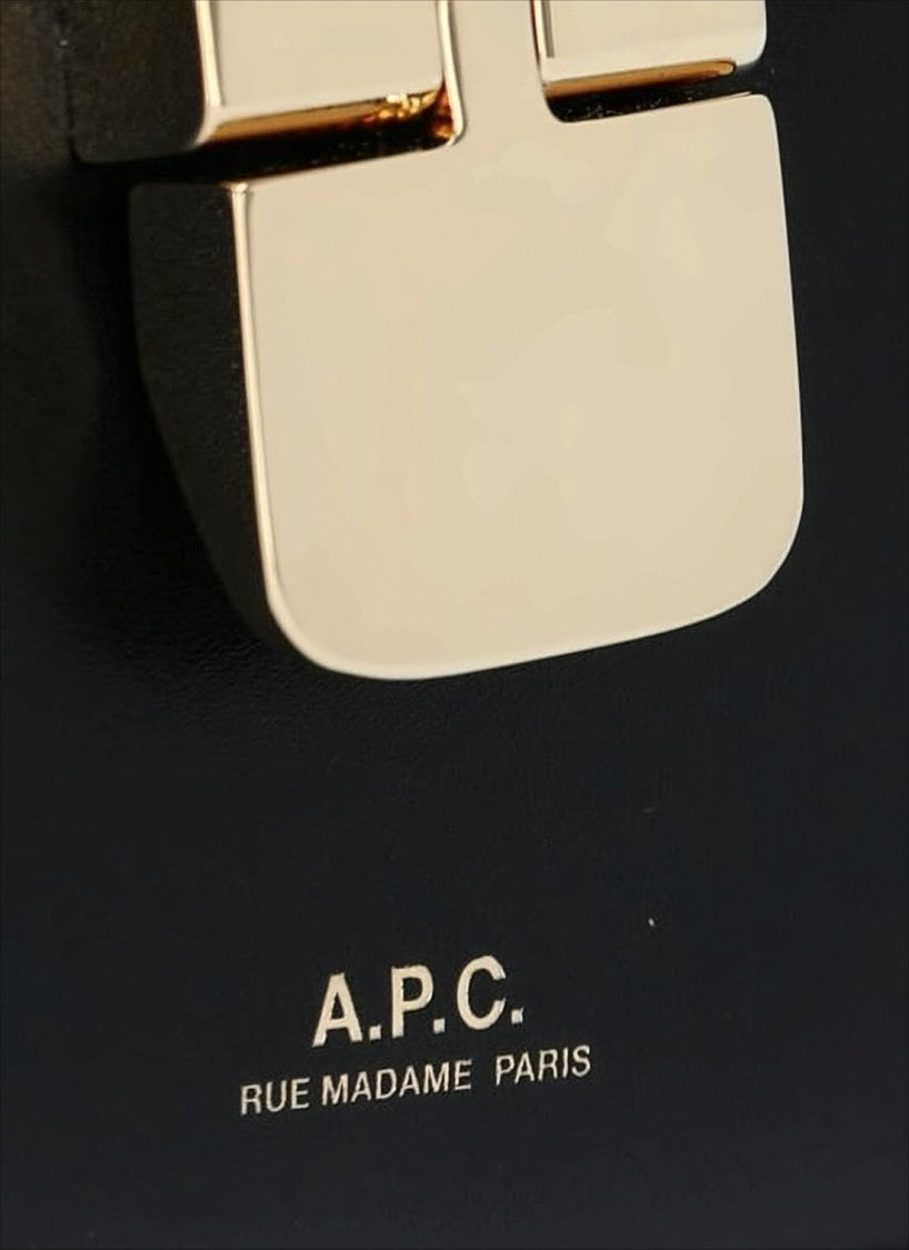 A.P.C. Structured Black Leather Crossbody Bag With Gold-Tone Clasp