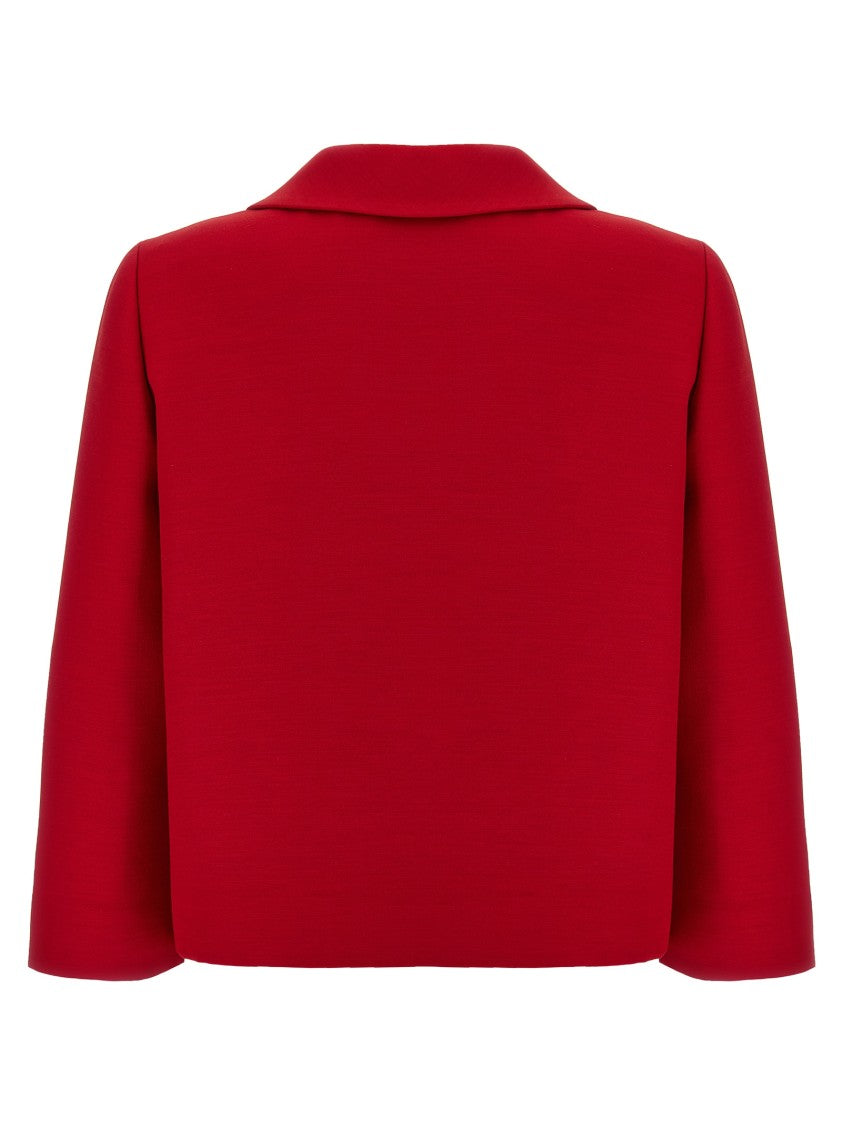 Valentino Garavani Crepe Couture Blazer With Rhinestone Heart Detail