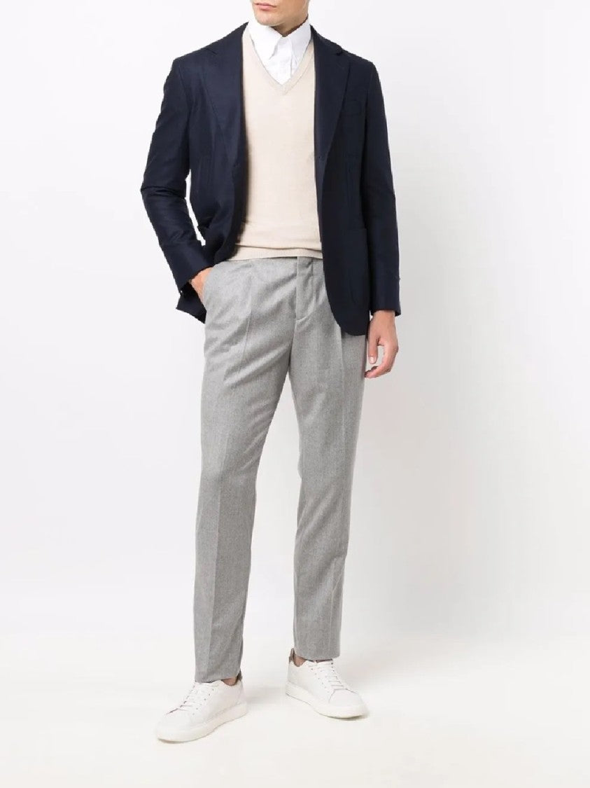 Brunello Cucinelli Tailored Light Grey Wool Trousers