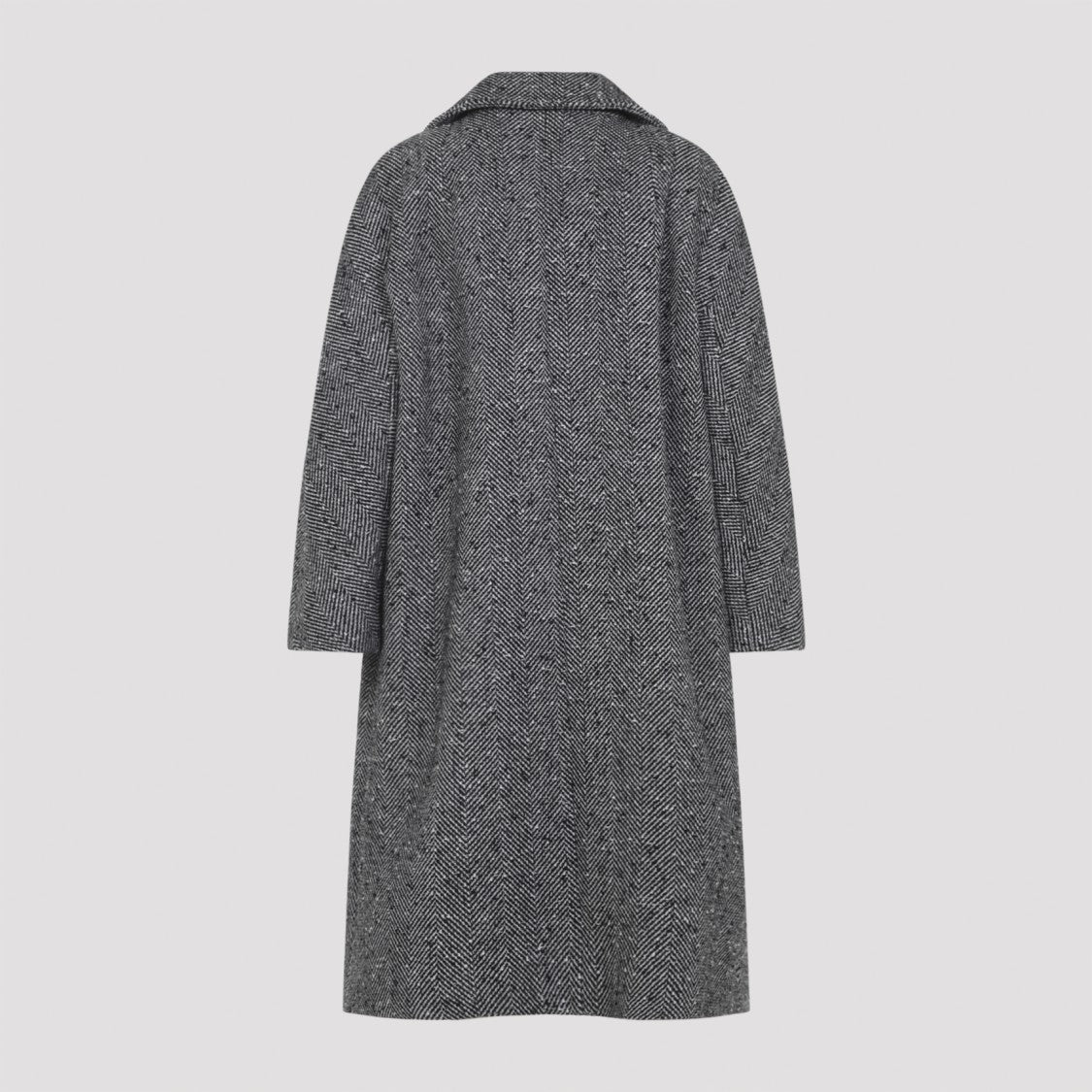 Dolce & Gabbana Long Wool Coat With Herringbone Pattern And Leopard Lining