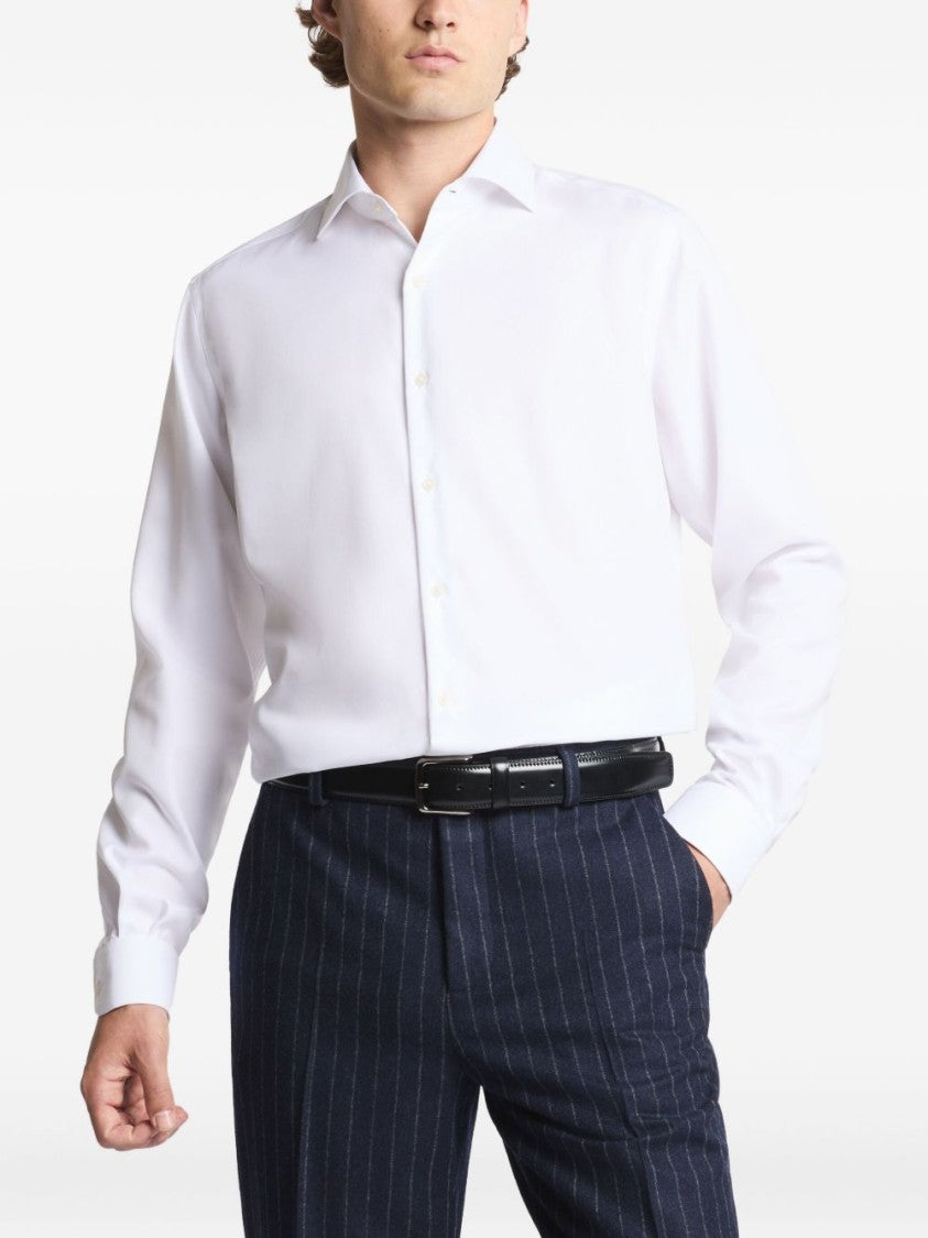 Fay Classic White Long-Sleeved Shirt With Structured Collar