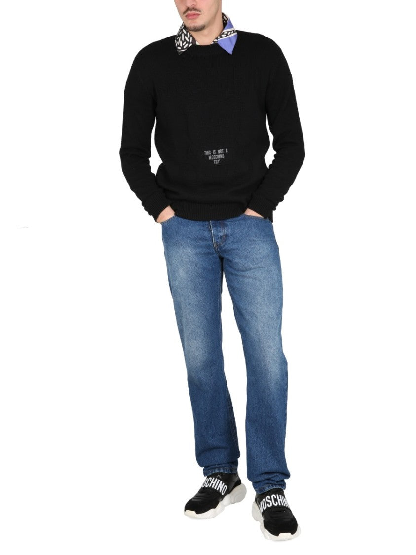 Moschino Cross-Neck Cotton Sweater