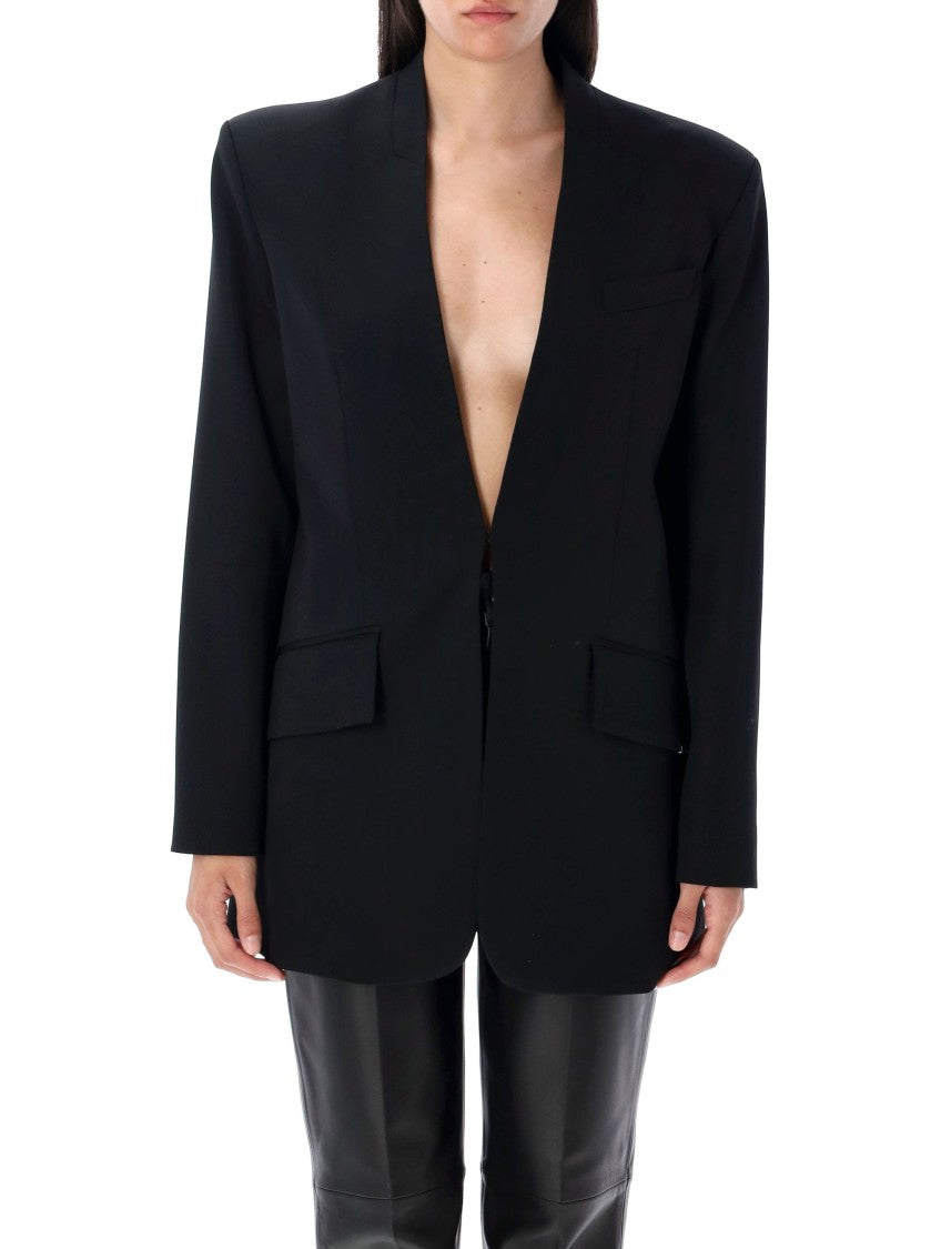 The Attico Tailored Black Blazer With V-Neckline