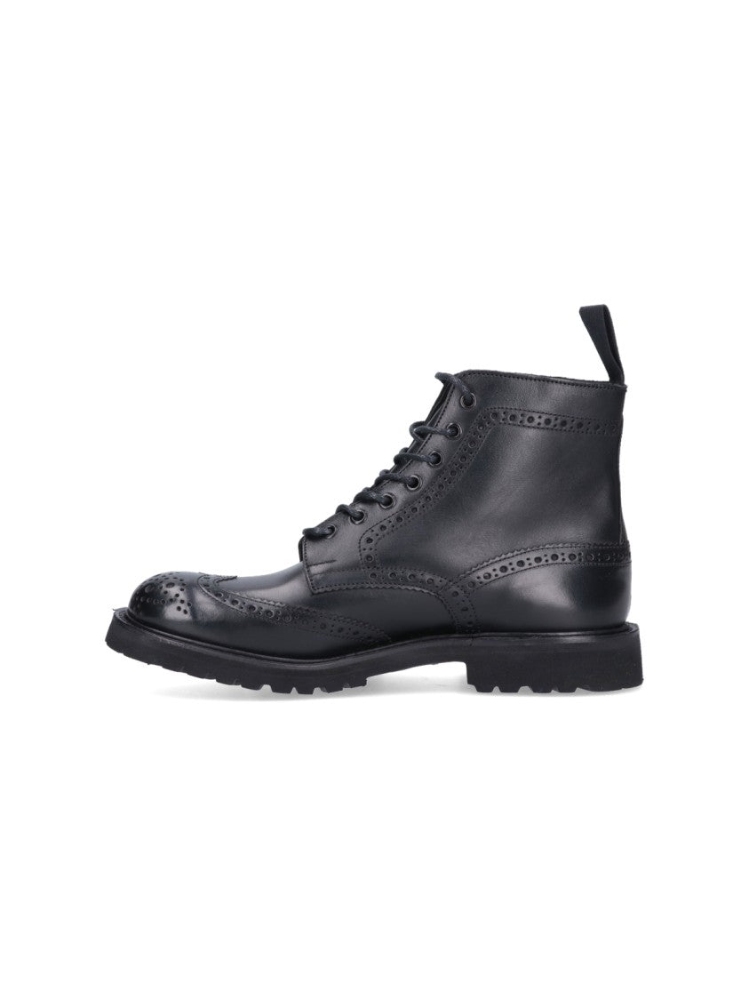 Tricker's Round Toe Brogue Leather Boots
