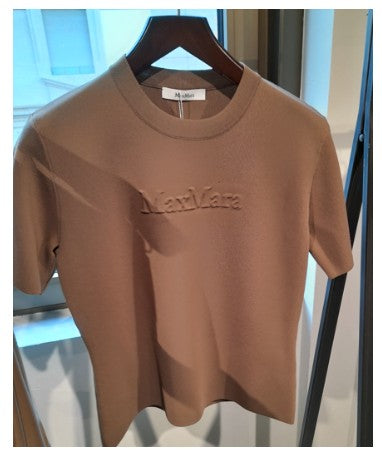 Max Mara Ribbed Knit Short-Sleeved Top With Embossed Logo