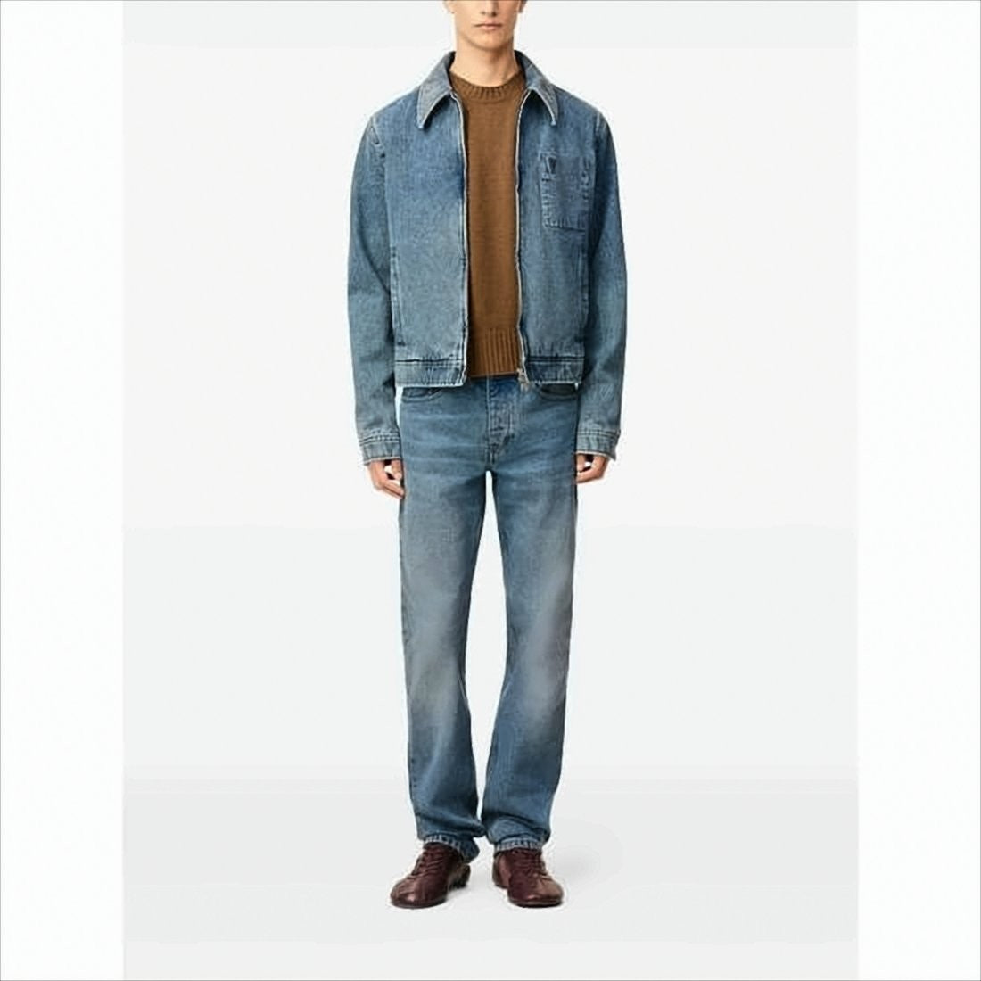 Ami Light Blue Denim Jacket With Iconic Heart Detail