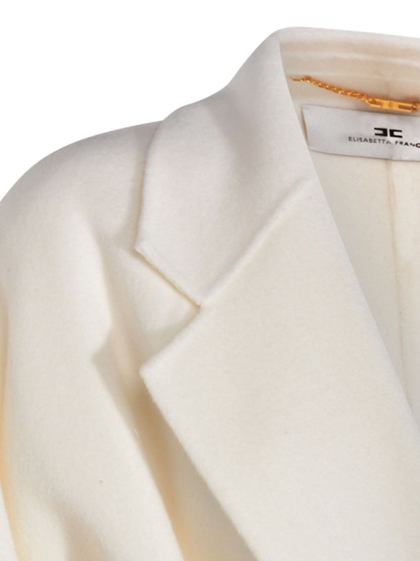 Elisabetta Franchi Knee-Length Wool Coat With Classic Lapel
