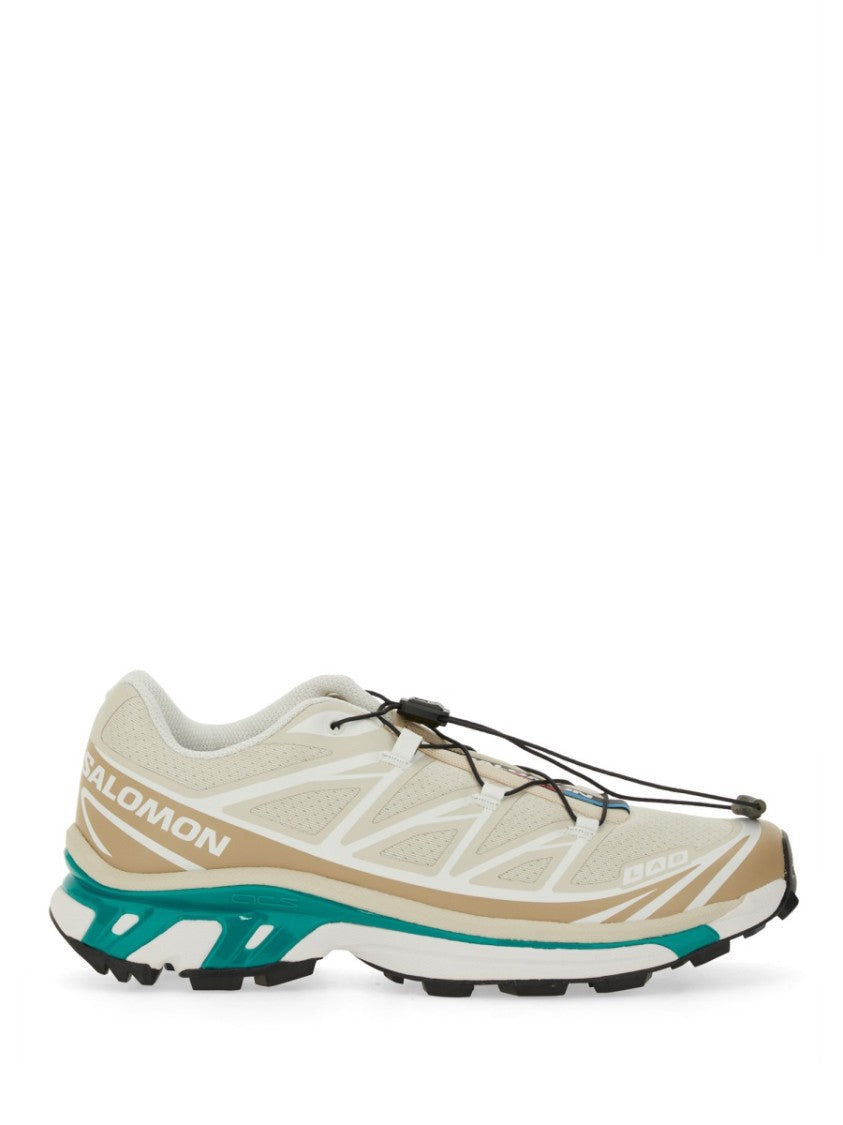 Salomon Streamlined Beige And Off-White Sneakers With Quick-Lace System