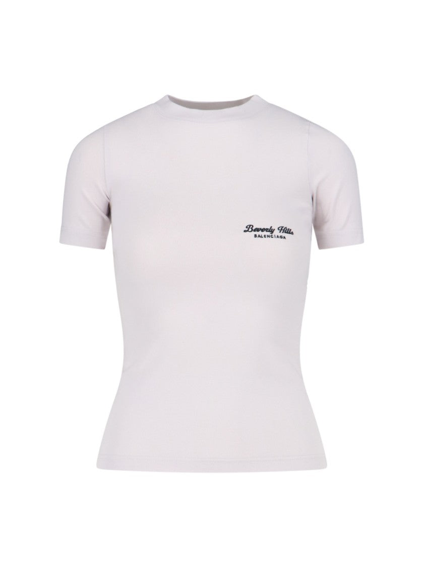 Balenciaga "Beverly Hills" Stretch Jersey T-Shirt – White