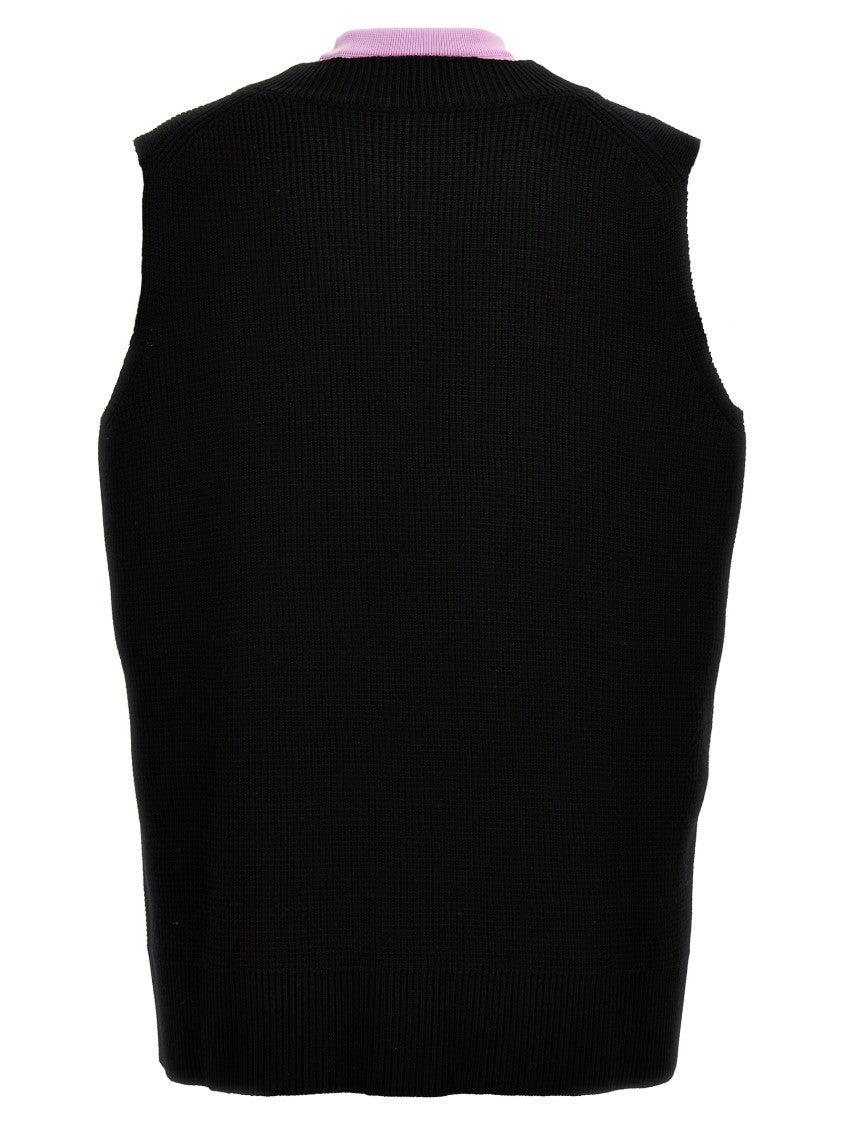 Jil Sander Contrast Fleece-Inserted Wool Blend Knit Vest