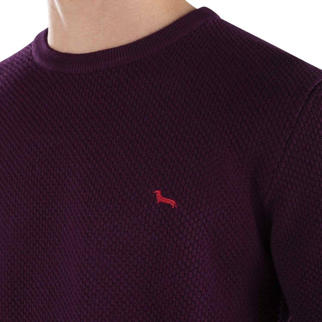 Harmont & Blaine Textured Knit Sweater With Iconic Dachshund Embroidery