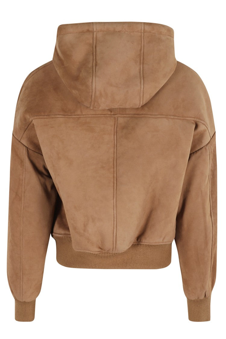 Tela Cropped Leather Spillo Jacket With Hood
