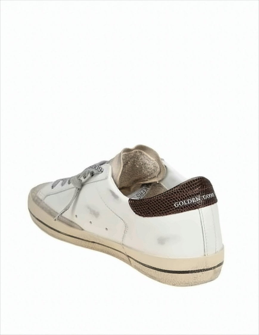 Golden Goose Distressed White Leather Low-Top Sneakers With Suede Accents