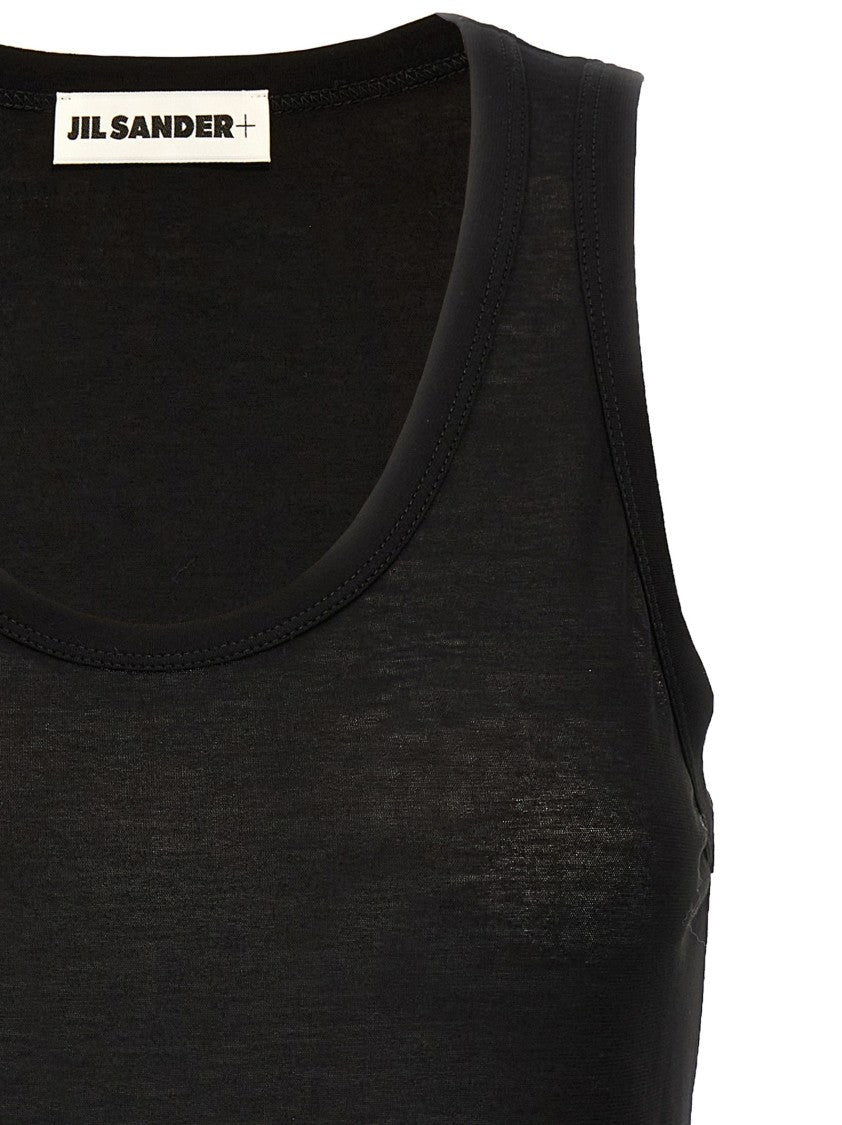 Jil Sander Cotton Top With Front Logo Print