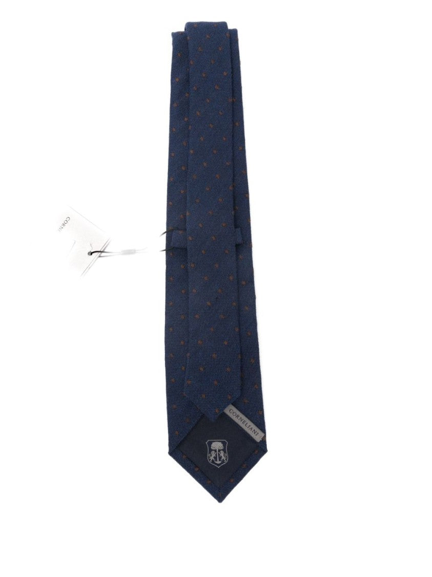 Corneliani Textured Blue Tie With Subtle Pattern