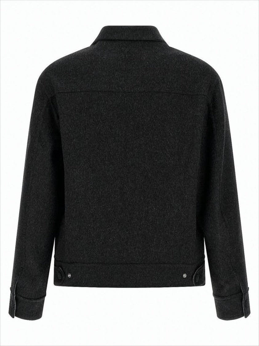 Ami Charcoal Wool Jacket With Structured Silhouette