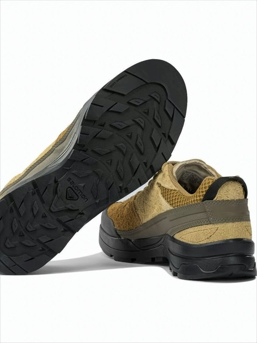 Salomon Textured Tan And Brown Sneakers