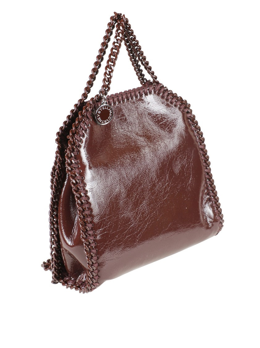 Stella Mccartney Brown Structured Handbag With Chain Trim